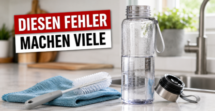 Wasserflasche reinigen in der Küche